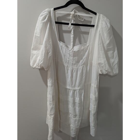 Anthropologie Square Neck Puff Sleeve Cotton Dress - Picture 3 of 7